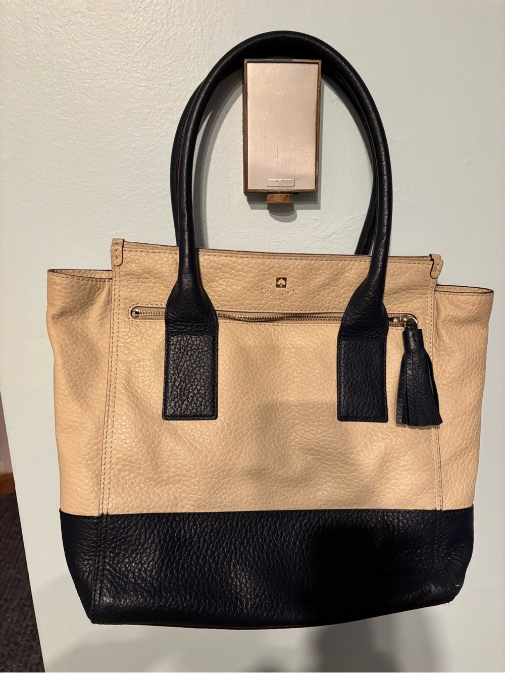 Kate Spade Navy and Cream Leather Tote Bag